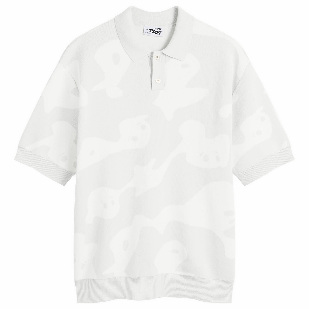 Pawa Speed Sports Men's Ghost Camo Knit Polo in Grey/White