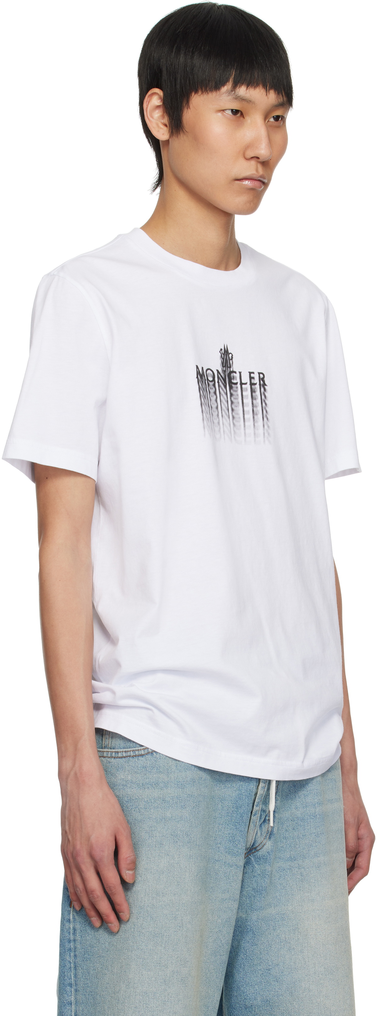 Moncler White Faded Logo Cotton T-shirt Moncler