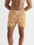 Frescobol Carioca - Short-Length Printed Swim Shorts - Brown