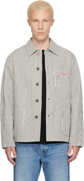 Givenchy White & Navy Striped Workwear Jacket