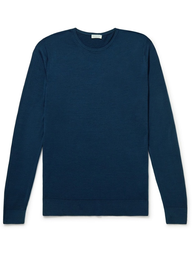 Photo: Sunspel - Slim-Fit Merino Wool Sweater - Blue