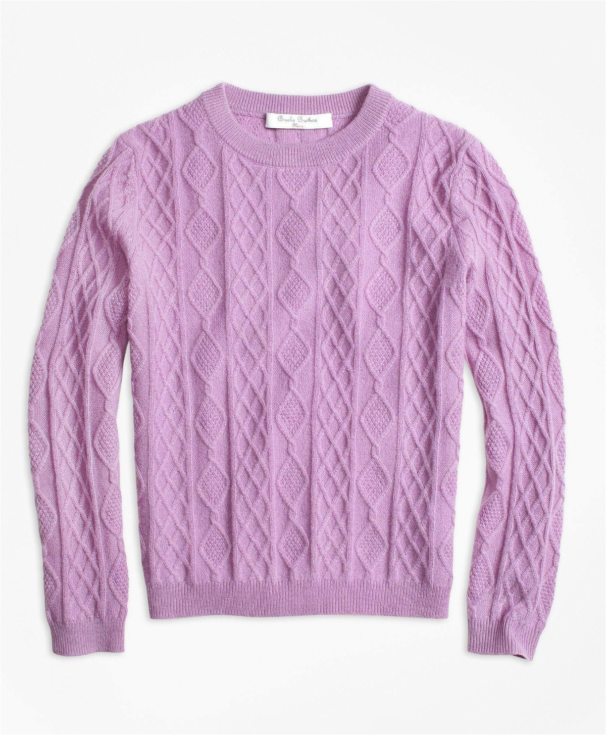 Photo: Brooks Brothers Girls Cashmere Diamond Cable Crewneck Sweater | Light Purple
