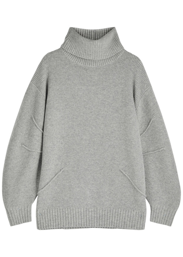 Photo: Helmut Lang Apex Roll-neck Wool-blend Jumper Light Grey