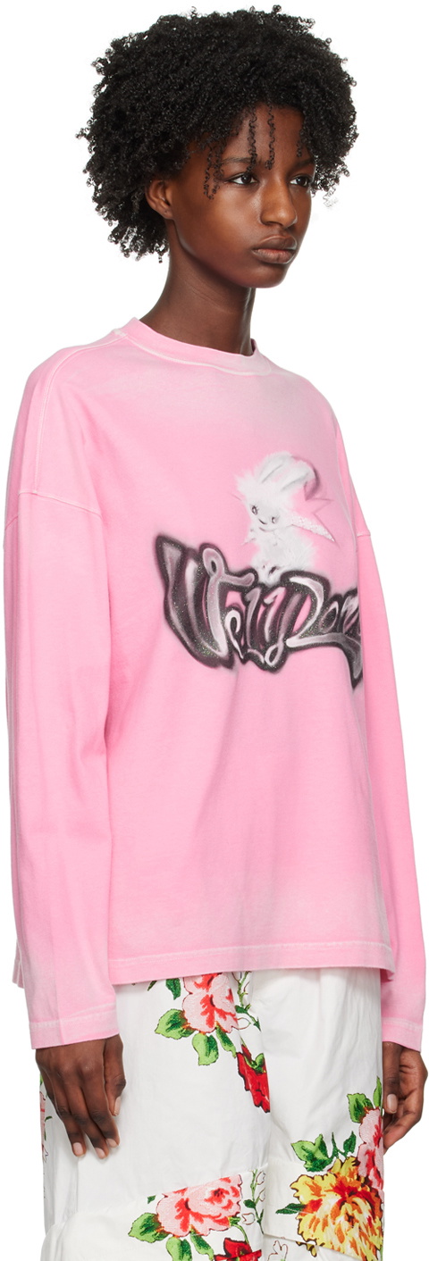 We11done Pink Monster Long Sleeve T-Shirt