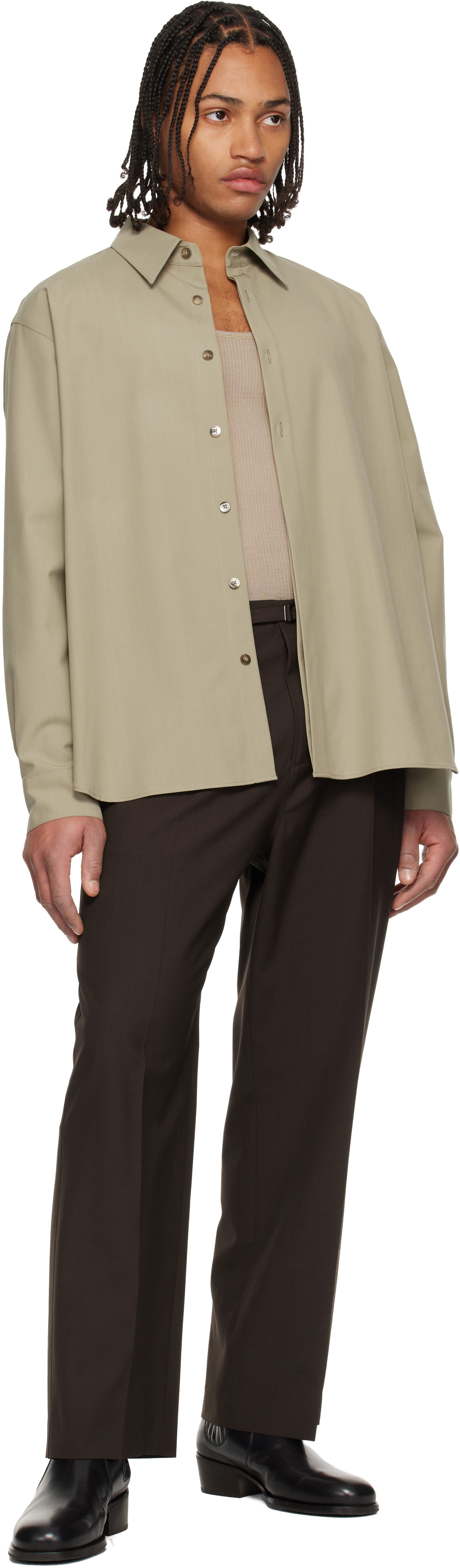 LE17SEPTEMBRE Brown Pleat Belted Trousers