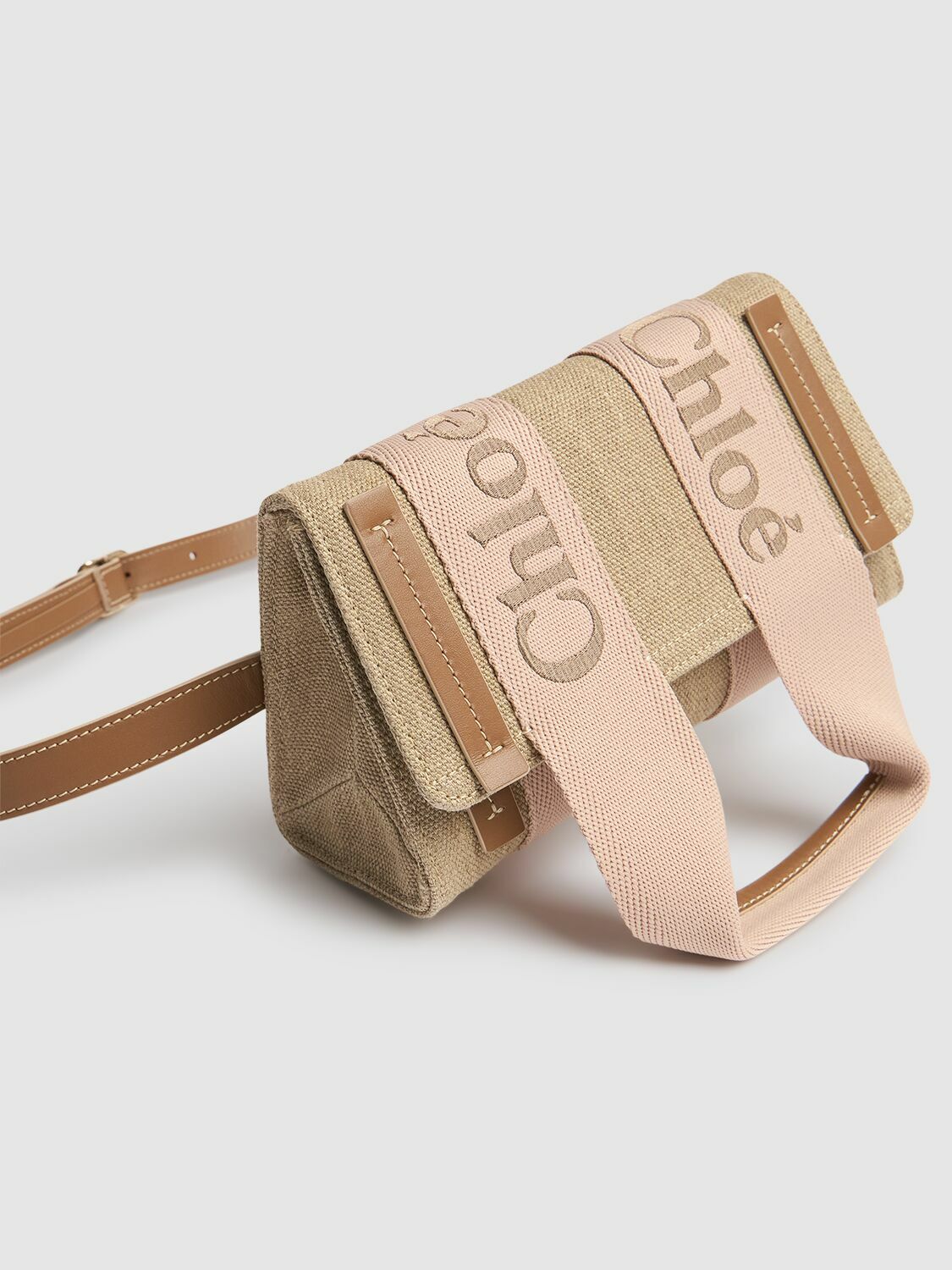 【Chloe】WOODY BELT SHOULDER BAG◆CHC24AS682L17 Chloe WOODY CANVAS SHOULDER Belt Bag CHC24AS681L1726Y Fabric