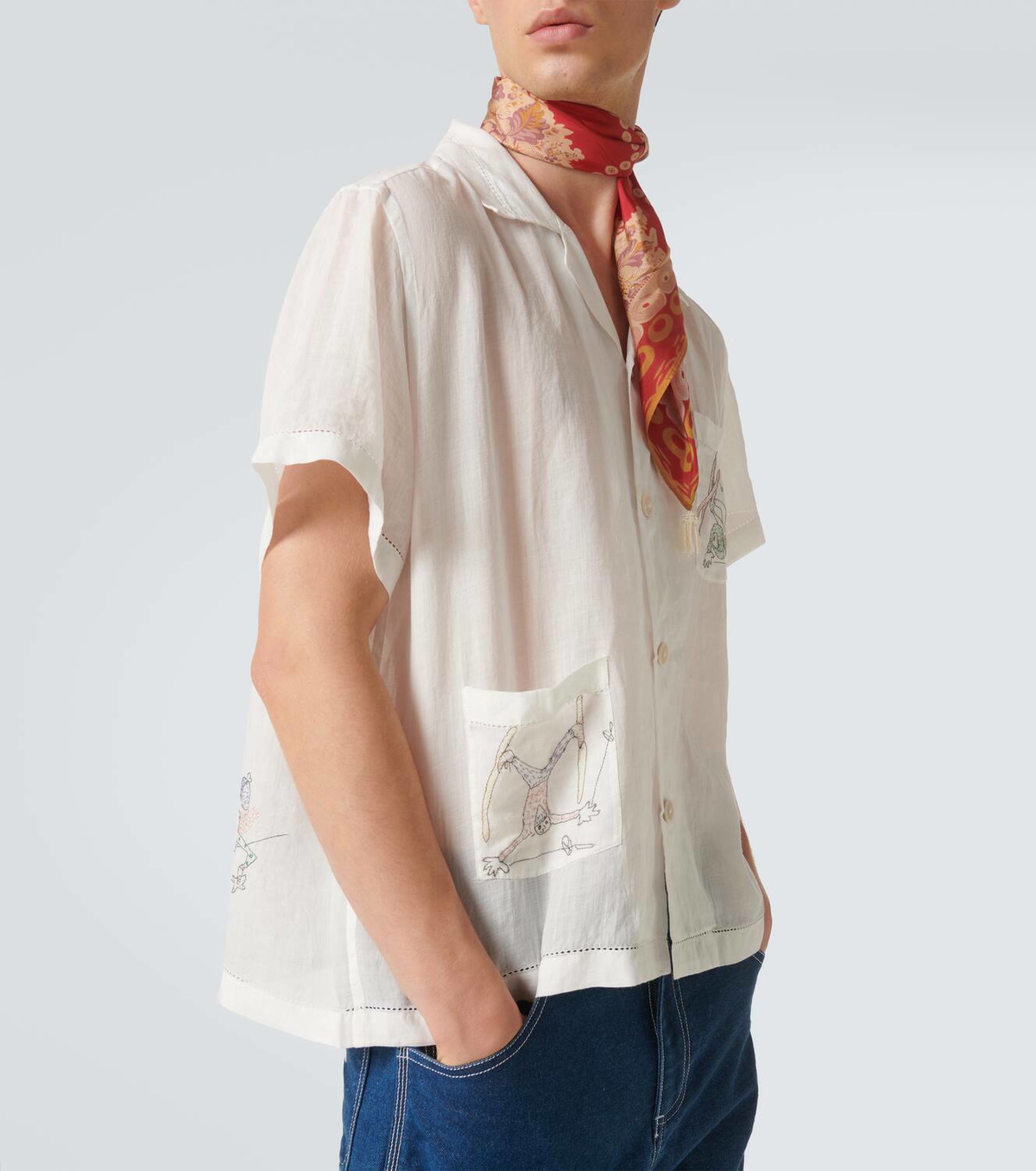 Bode Skiers linen bowling shirt