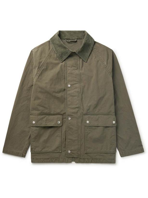 Photo: NN07 - Glenn 8001 Corduroy-Trimmed Garment-Dyed Cotton-Canvas Jacket - Green