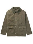 NN07 - Glenn 8001 Corduroy-Trimmed Garment-Dyed Cotton-Canvas Jacket - Green