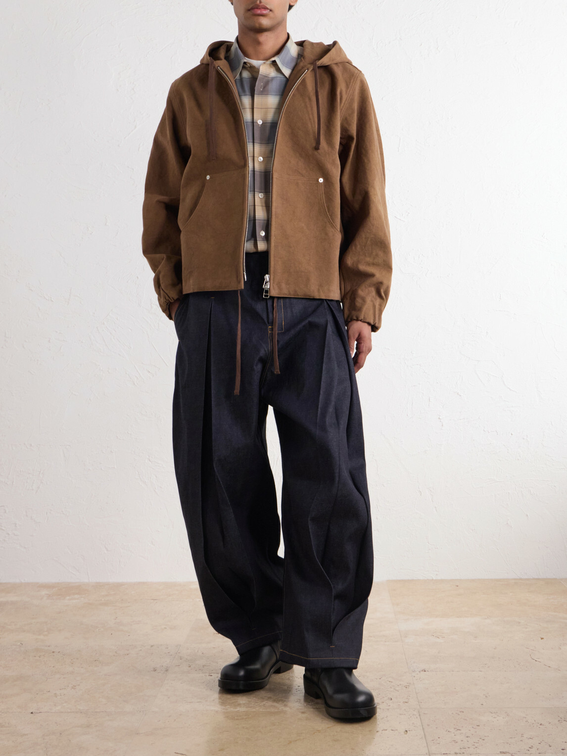 SAGE NATION - Duck Cotton-Canvas Hooded Blouson Jacket - Brown