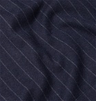 Brunello Cucinelli - Pinstriped Cashmere and Cotton-Blend Hoodie - Blue