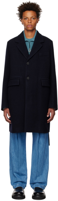 Photo: Wooyoungmi Navy Notched Lapel Coat