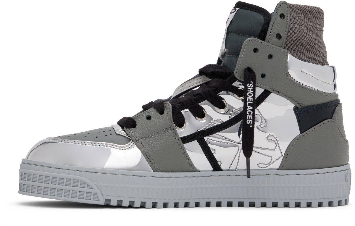 Off-White Gray 3.0 Off Court Mirror Leather Sneakers Off-White