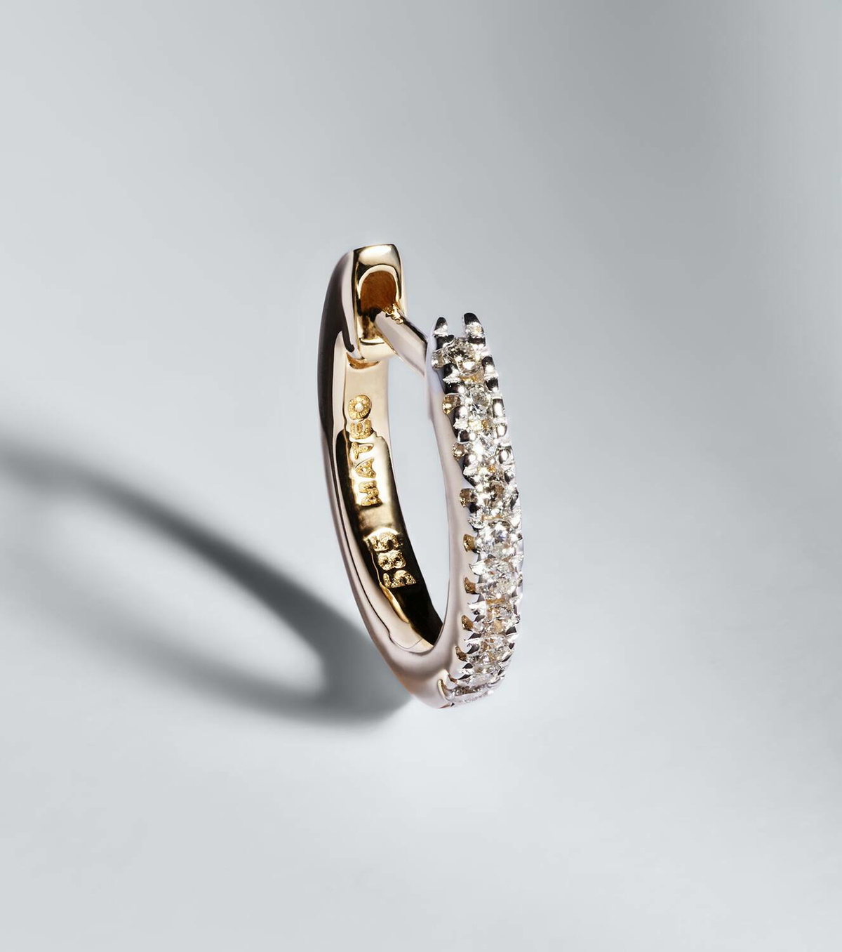 Mateo 14kt gold single hoop earring with diamonds