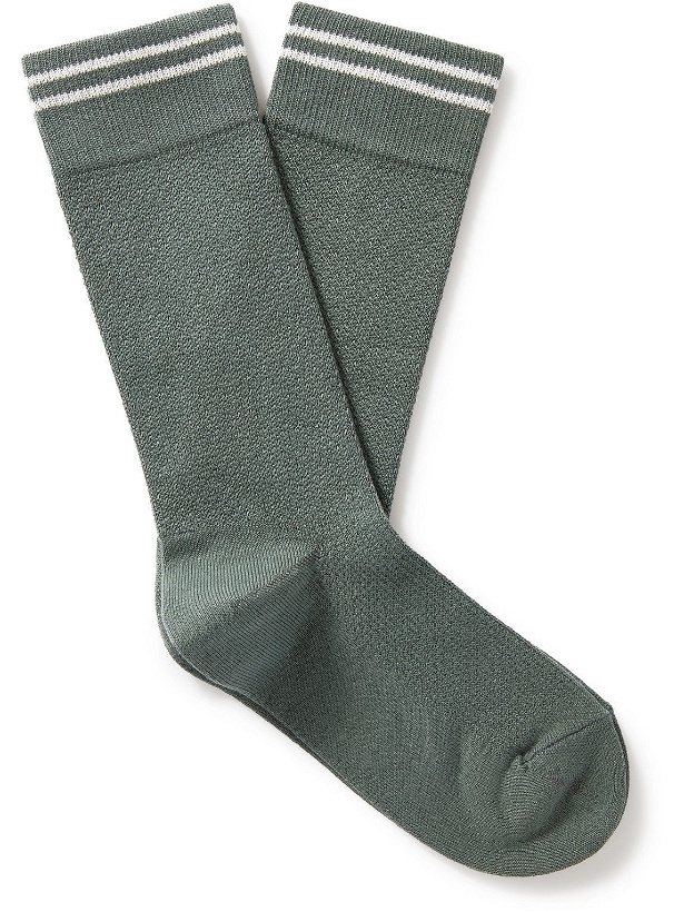 Photo: Mr P. - Striped Cotton-Blend Piqué Socks