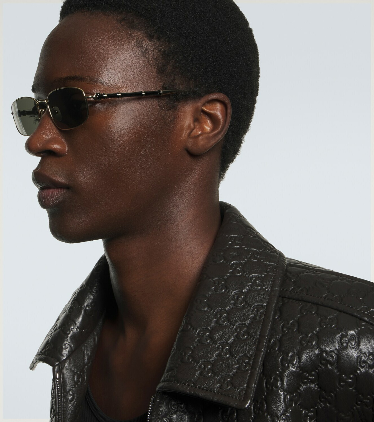 Black Bamboo GUCCI Small Sunglasses Gucci Eyewear Bamboo frame sunglasses – Luisa World main image 2