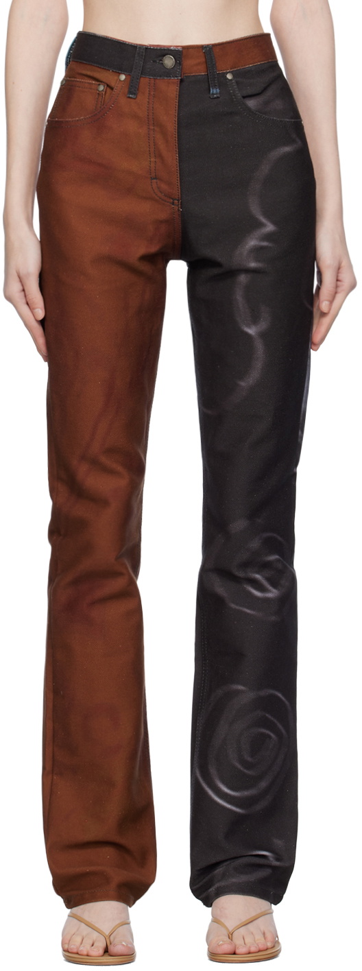 Serapis Black & Orange Split Drawings Jeans