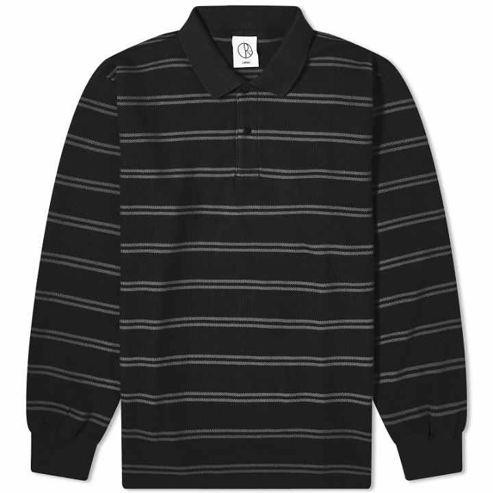 Photo: Polar Skate Co. Men's Long Sleeve Stripe Polo Shirt in Black