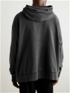Maison Margiela - Oversized Logo-Embroidered Garment-Dyed Cotton-Jersey Hoodie - Black