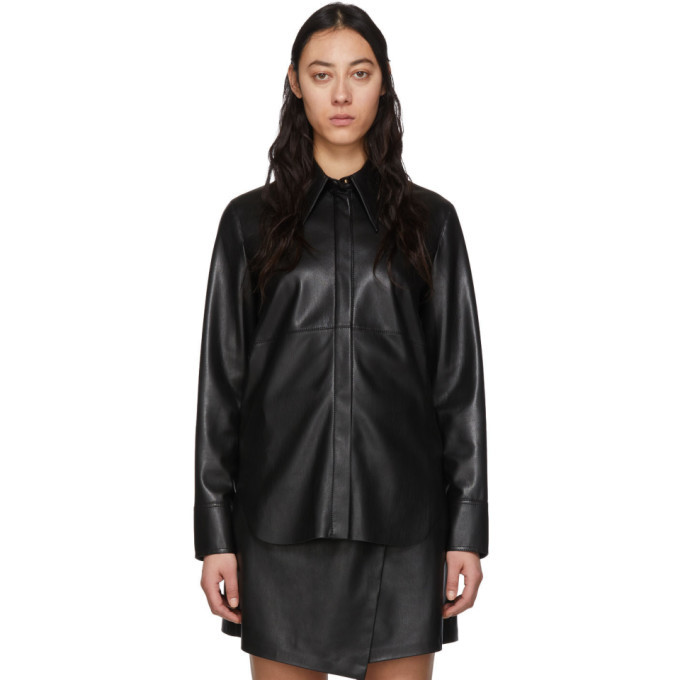 Nanushka Black Vegan Leather Noelle Shirt