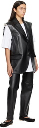 MM6 Maison Margiela Black Paneled Leather Pants