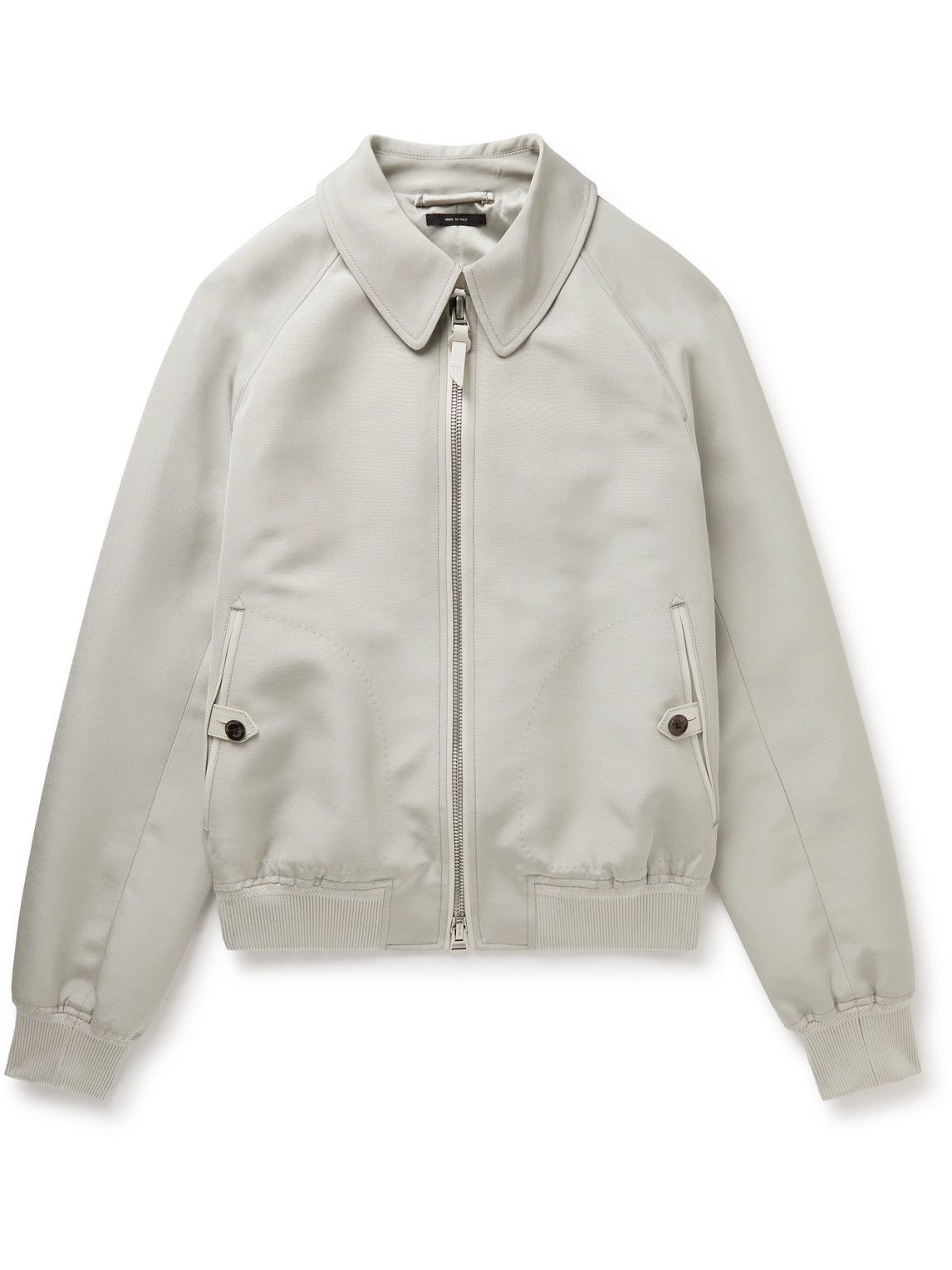 TOM FORD - Leather-Trimmed Wool and Silk-Blend Canvas Bomber Jacket ...