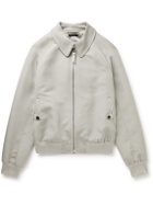 TOM FORD - Leather-Trimmed Wool and Silk-Blend Canvas Bomber Jacket - Gray