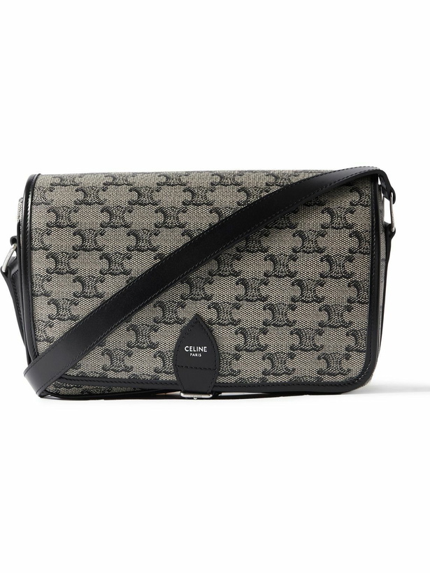 Photo: CELINE - Folco Triomphe Small Leather-Trimmed Logo-Print Coated-Canvas Messenger Bag