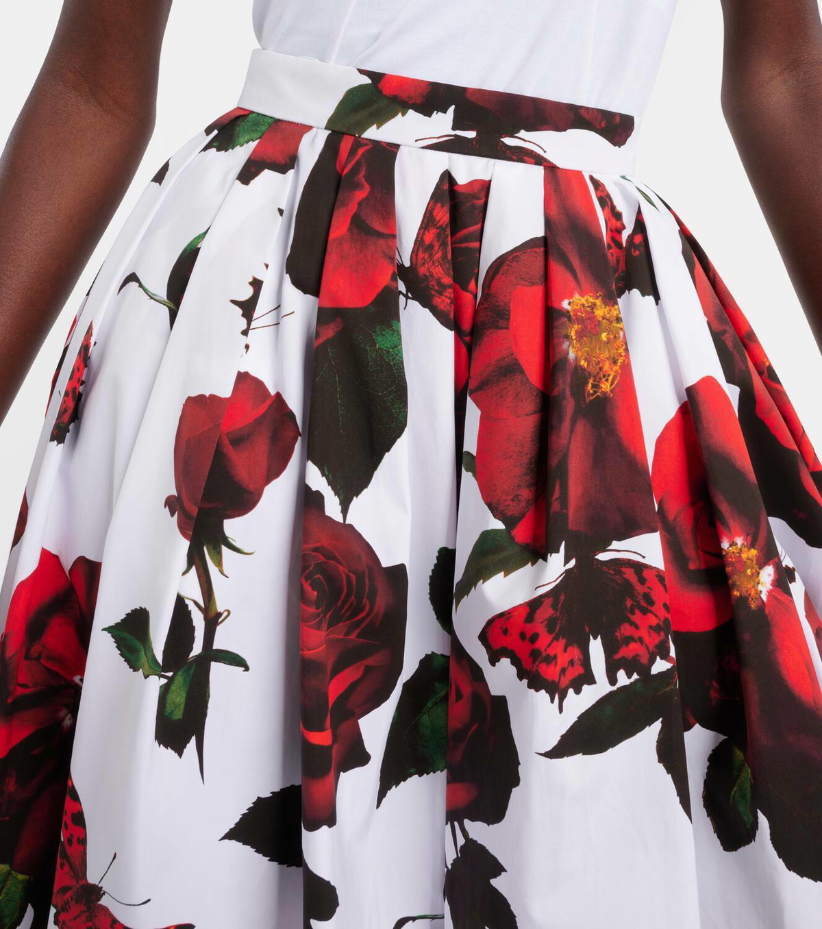 スカート alexander mcqueen Alexander McQueen Cotton Midi Skirt Alexander McQueen Pleated floral cotton midi skirt Alexander