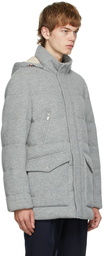 Brunello Cucinelli Grey Down Cashmere Knit Jacket