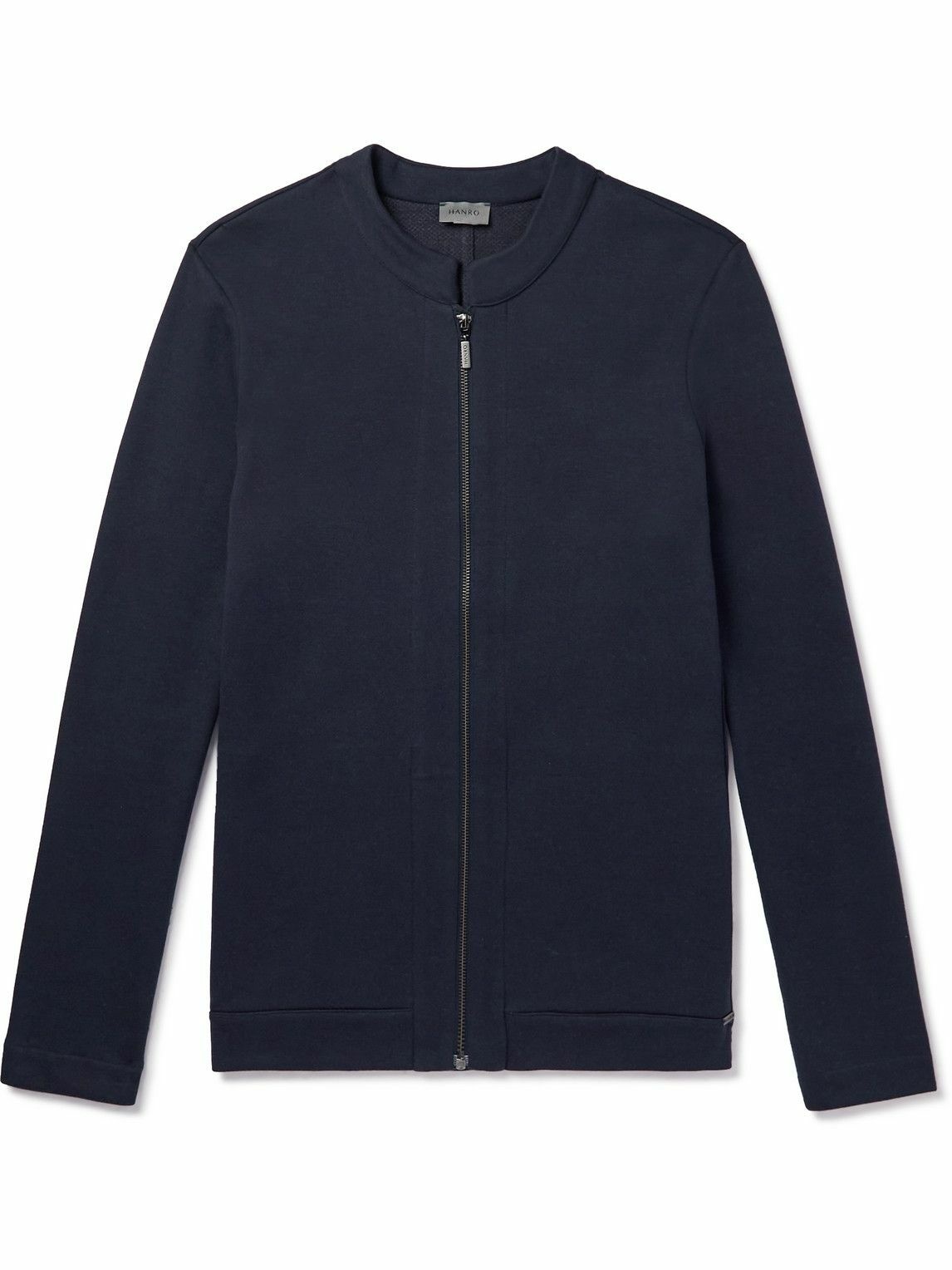 Photo: Hanro - Slim-Fit Cotton-Blend Jersey Zip-Up Sweatshirt - Blue