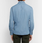 Brunello Cucinelli - Slim-Fit Cutaway-Collar Washed-Denim Shirt - Mid denim