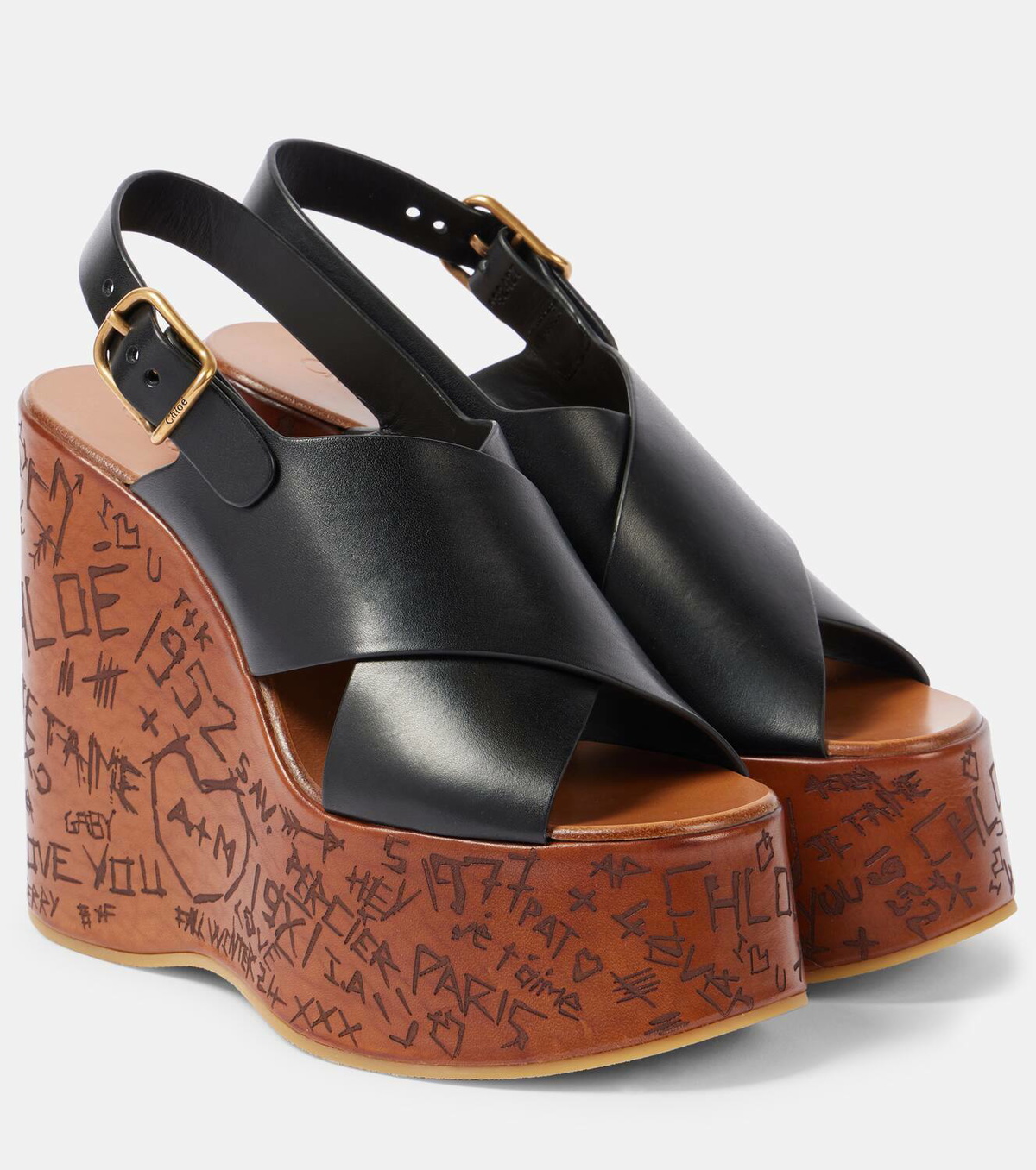 Chloé Maxime leather wedge sandals Chloe