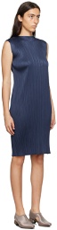 Pleats Please Issey Miyake Navy Monthly Colors August Midi Dress
