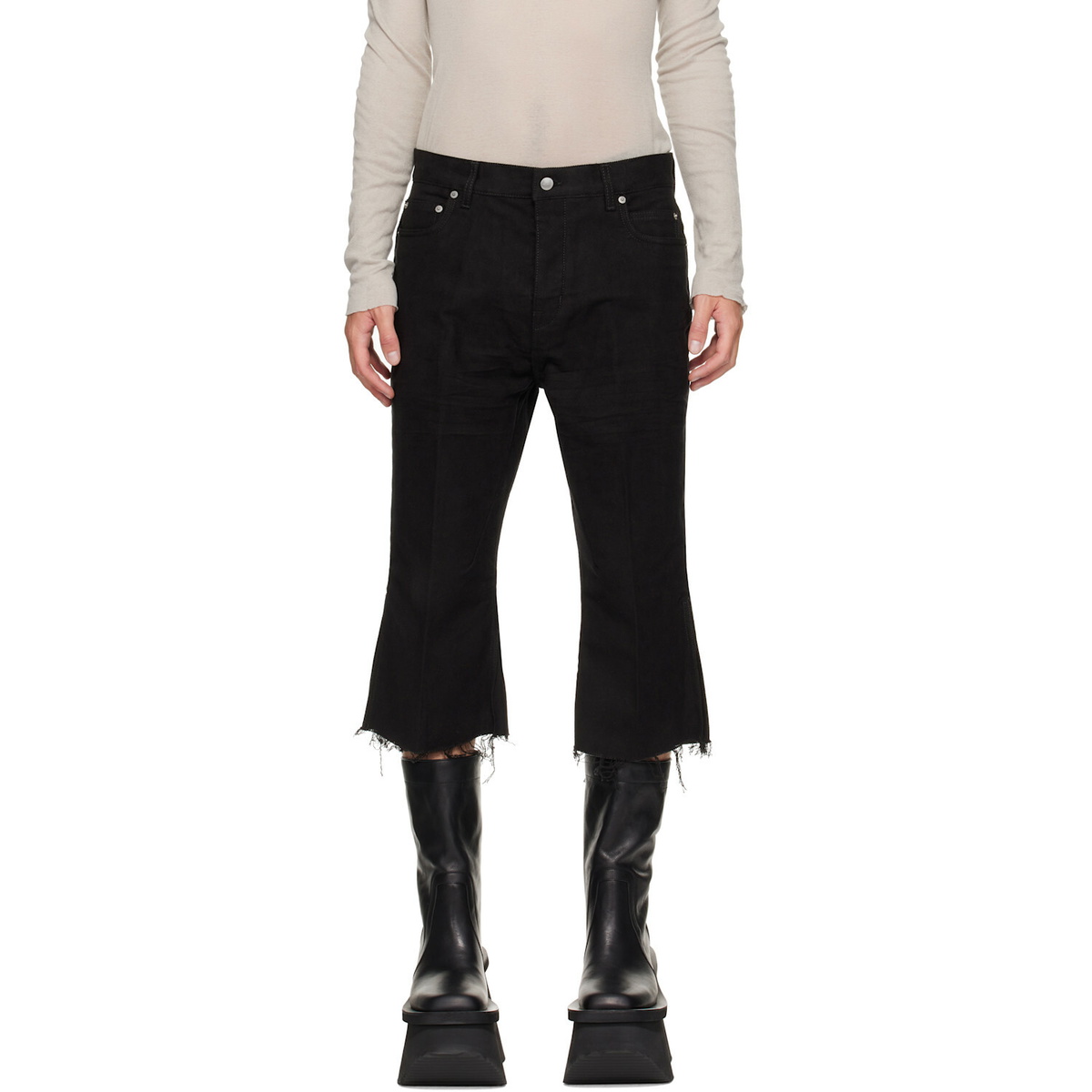 Rick Owens Black Tower Bolan Cutoff Jeans