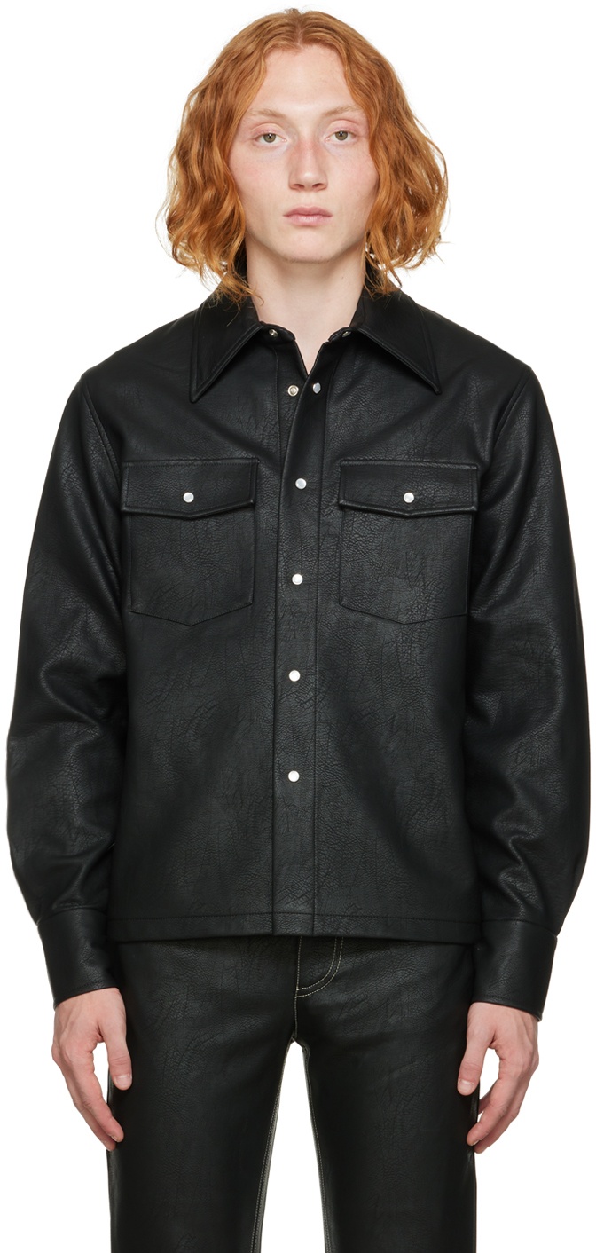 Photo: Séfr SSENSE Exclusive Black Matsy Faux-Leather Jacket