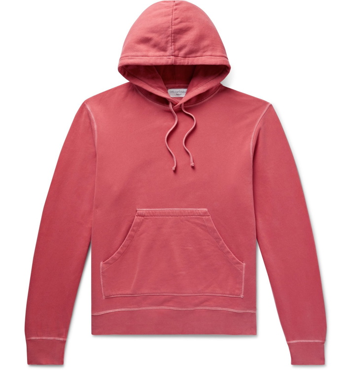 Photo: Officine Generale - Olivier Garment-Dyed Loopback Cotton-Jersey Hoodie - Red