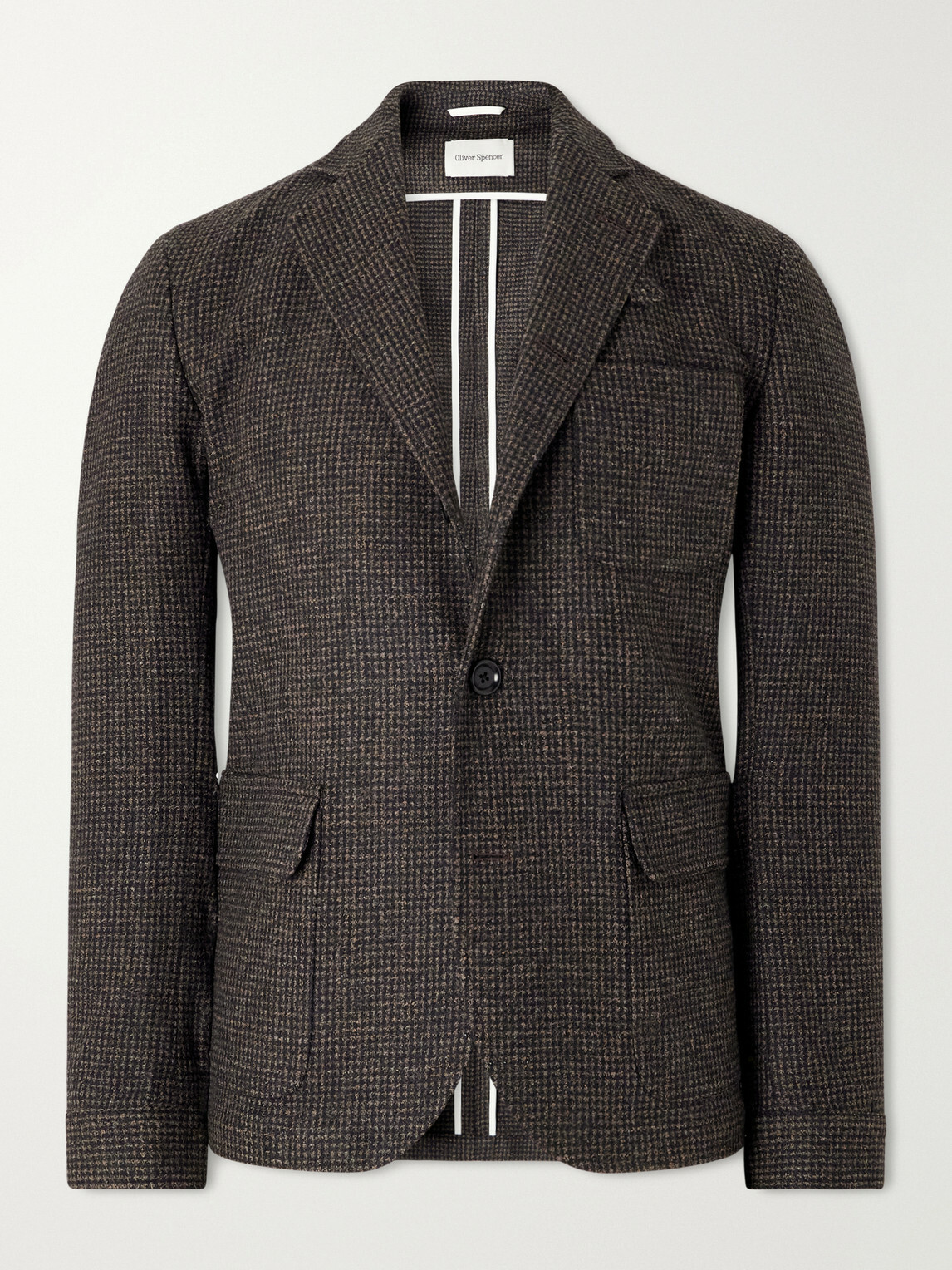 Oliver Spencer - Solms Wool-Blend Houndstooth Blazer - Brown