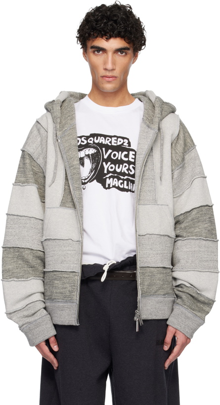 Photo: Dsquared2 Gray Magliano Edition Mix Grey Venue Fit Zipped Hoodie