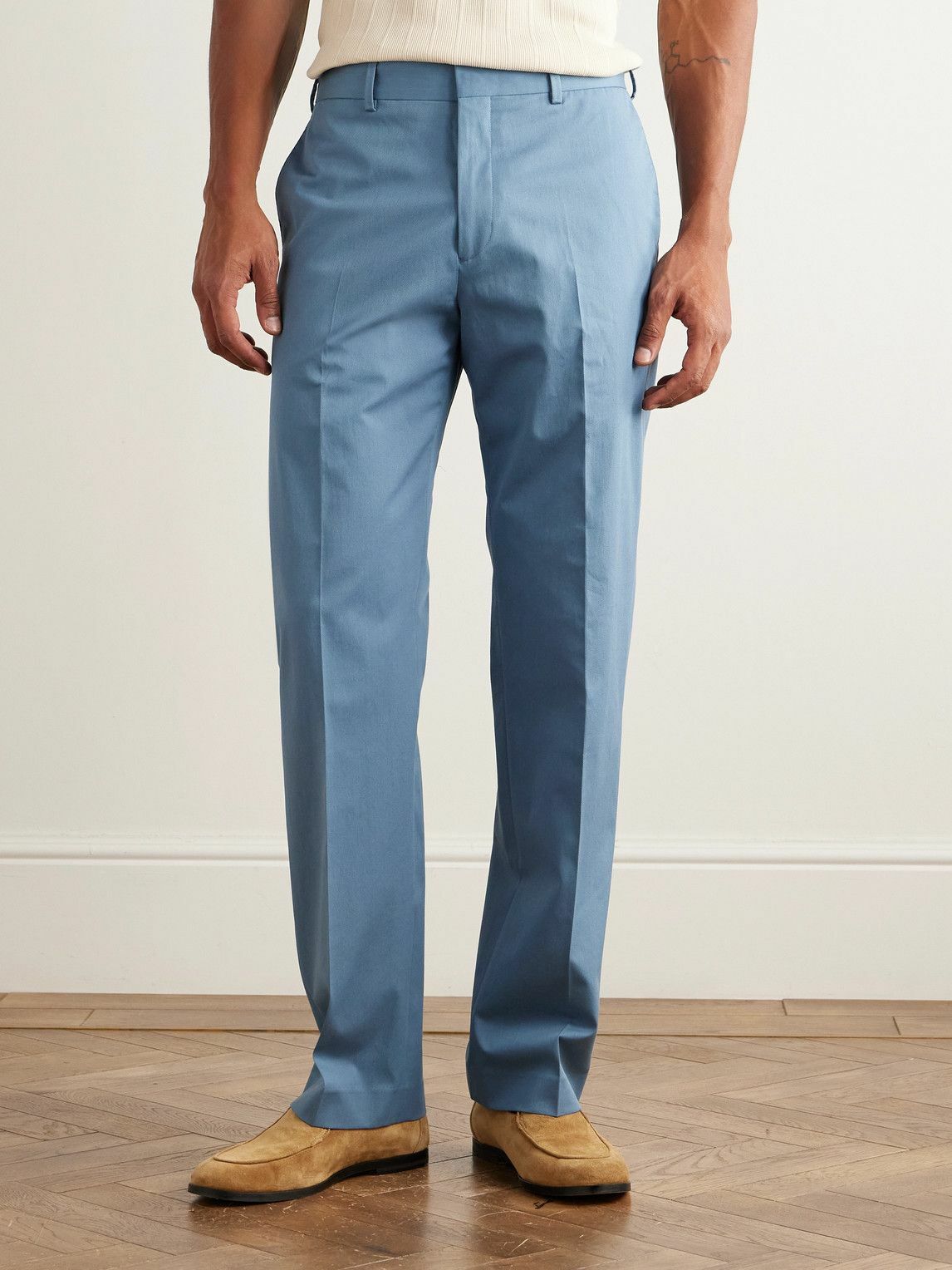 Paul Smith - Straight-Leg Cotton-Blend Twill Trousers - Blue