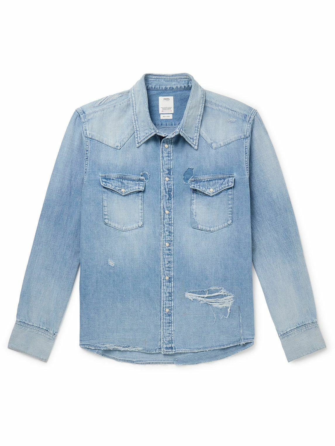 Visvim - Social Sculpture Distressed Denim Western Shirt - Blue Visvim