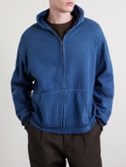 A.PRESSE - Distressed Cotton-Jersey Zip-Up Hoodie - Blue