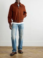 Alexander McQueen - Textured-Suede Bomber Jacket - Red