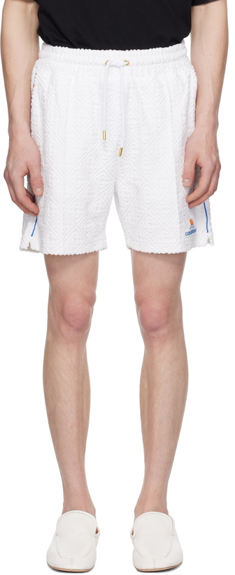 Photo: Casablanca White Monogram Jacquard Towelling Shorts