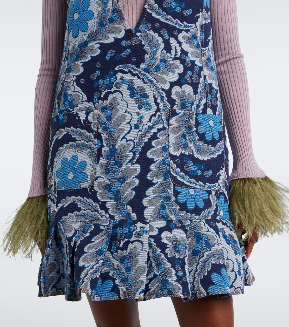 La DoubleJ Root Beer floral jacquard minidress