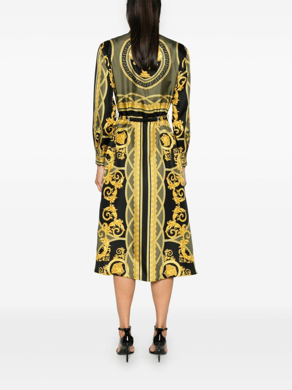 ワンピース Versace Printed Crepe Shirt Dress 90_E78HAO9P9-