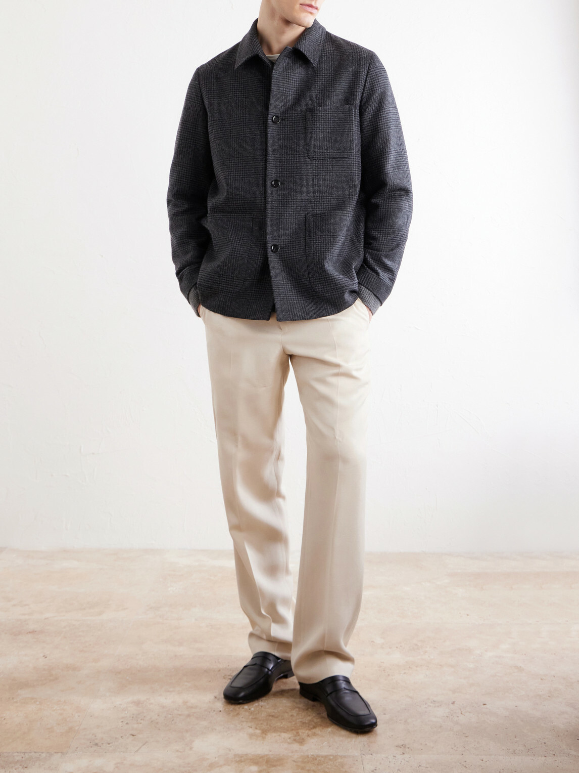 Lardini - Prince of Wales Wool and Cashmere-Blend Jacket - Gray