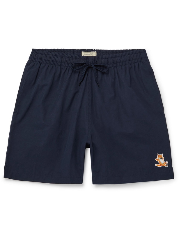 Photo: MAISON KITSUNÉ - Chillax Fox Mid-Length Logo-Appliquéd Swim Shorts - Blue - S