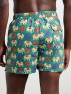 Drake's - Straight-Leg Mid-Length Printed Swim Shorts - Green