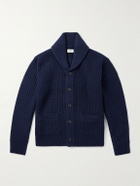 Hartford - Shawl-Collar Ribbed Wool Cardigan - Blue